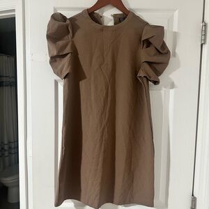 SHEIN Brown Puff Sleeve Mini Dress